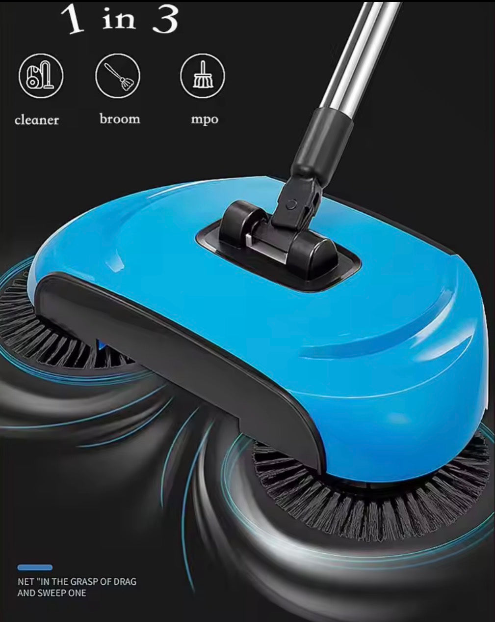 🧹 Magic Stainless Steel Broom Set – 3 in 1
